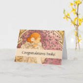 Carte Mucha Art nouveau femme beauté (Fleur jaune)