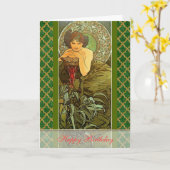 Carte Mucha ~ "Precious Stones - Emerald" Mai Anniversai (Fleur jaune)
