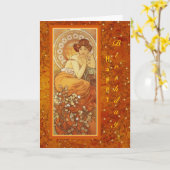 Carte Mucha "Precious Stones ~ Topaz" Novembre Anniversa (Fleur jaune)