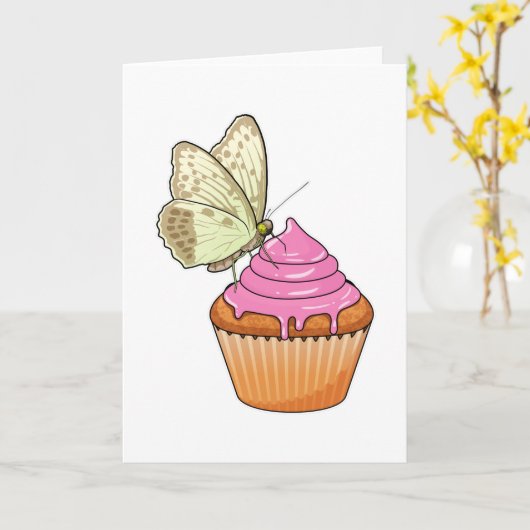 Carte Muffin Papillon (Fleur jaune)