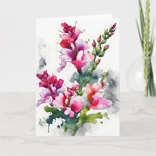 Carte Muflier - Fleurs aquarelle (Devant)