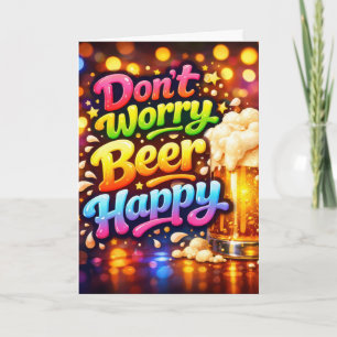 Carte Mug à bière d'anniversaire avec texte néon amusant