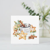 Carte Mug de chocolat chaud d'hiver avec des biscuits (Debout devant)