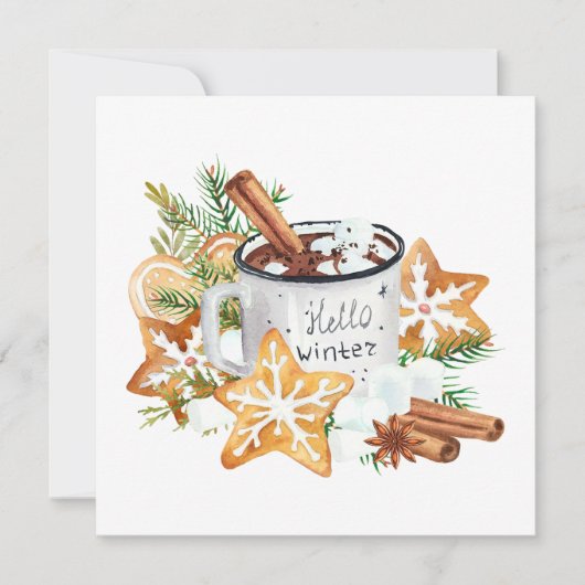 Carte Mug de chocolat chaud d'hiver avec des biscuits (Devant)