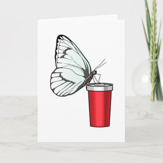 Carte Mug Papillon qui boit (Devant)