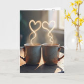 Carte Mugs Anniversaires Vintage Avec Coeurs Steamy (Fleur jaune)