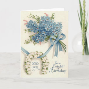 Carte Muguet de mai fer à cheval ne m'oubliez pas