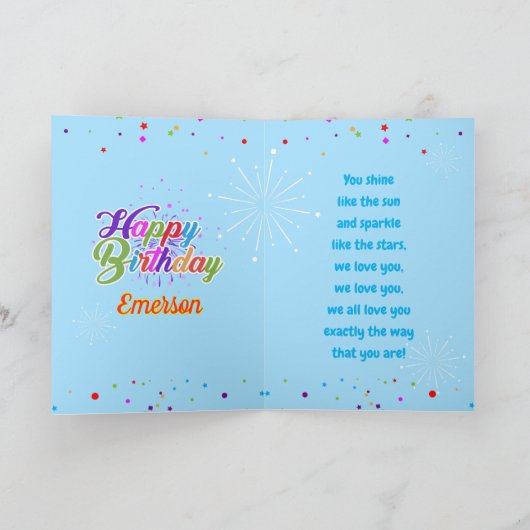 Carte Multi Color Editable Unisex Joyeux anniversaire |  (Intérieur)