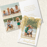 Carte Multi Photo Tropical Christmas Holiday Card<br><div class="desc">Beautiful folded holiday greeting card features one photo accented with faux gold glitter palm fronds on the front and 3 photos with your personalized greeting on the inside. MORE styles and designs in our store.</div>
