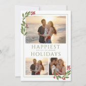 CARTE MULTI-PHOTOS AVEC BORDURE DE NOËL FEUILLAGE (Devant)