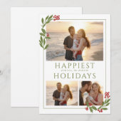 CARTE MULTI-PHOTOS AVEC BORDURE DE NOËL FEUILLAGE (Devant / Derrière)
