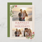 CARTE MULTI-PHOTOS AVEC FEUILLAGE DE BORDURE DE NO (Devant / Derrière)