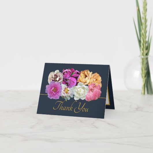 Carte Multicolor Peonies Botanical Elegant Thank You (Devant)