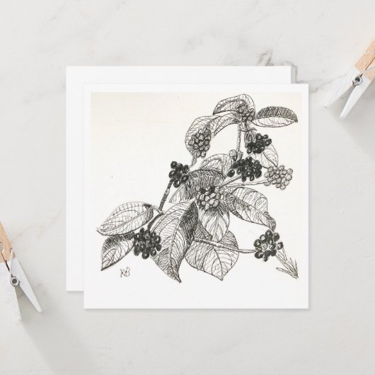 Carte Mûres à l'encre et au stylo (Devant/Arrière en situation)