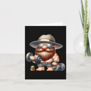 Carte Muscleman Gnome Avec Dumbbells Drôle Fitness Worki