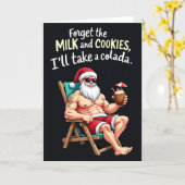 Carte Muscular Santa Colada Funny Tropical Christmas (Fleur jaune)