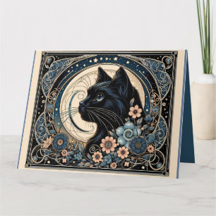 Carte Muse de minuit dans un cadre de lune à pétales