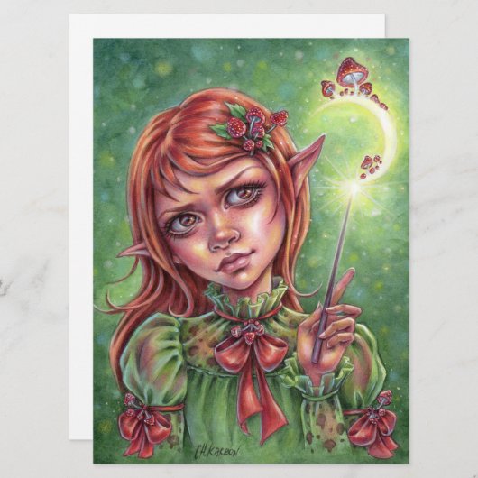Carte Mushroom Mood Art Card Elf Girl Magic Imaginaire (Devant / Derrière)