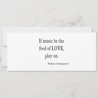 Carte Music Be the Food of Love Shakespeare Quota Quotes