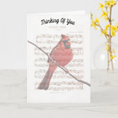 Carte Music Cardinal Penser à vous Note Card (Fleur jaune)