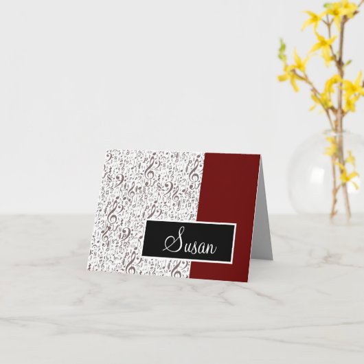 Carte Music Notes avec nom (Fleur jaune)