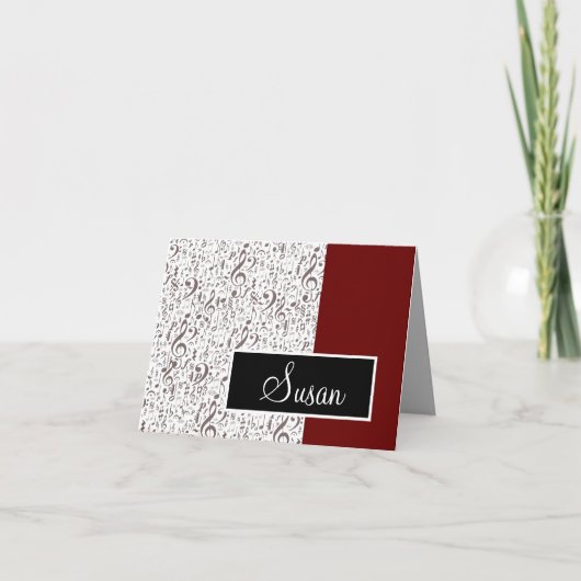 Carte Music Notes avec nom (Devant)