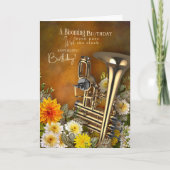 Carte Music Theme Belated Birthday Card Brass Instrument (Devant)