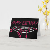 Carte Music Themed Birthday Card - Pink (Fleur jaune)