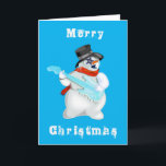Carte Musical Snowman avec Guitare Funny Christmas Card<br><div class="desc">Snowman Rock Musical Funny Christmas Cards - MIGNED Painting - Joyeux Noël - ou Choisissez vos couleurs préférées / texte / police</div>