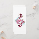 Carte Musical treble clef notes with sakura flowers (Devant/Arrière en situation)