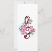 Carte Musical treble clef notes with sakura flowers (Devant)