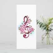Carte Musical treble clef notes with sakura flowers (Debout devant)