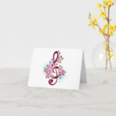 Carte Musical treble clef notes with sakura flowers (Fleur jaune)