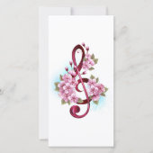 Carte Musical treble clef notes with sakura flowers (Devant)