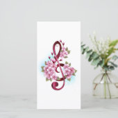 Carte Musical treble clef notes with sakura flowers (Debout devant)