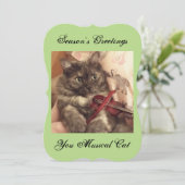 Carte musicale de chat avec les vœux de la saison  (Debout devant)