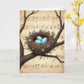 Carte Musicale de Nid de Printemps (Fleur jaune)