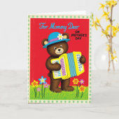 Carte musicale pour la fête des mères Fuzzy Bear (Fleur jaune)