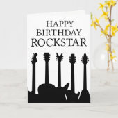 Carte Musicien de guitare cool Rockstar Rock & Roll Anni (Fleur jaune)