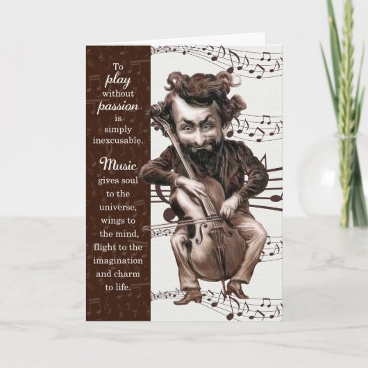 Carte Musicien Funny Cello Caricature Anniversaire (Devant)