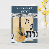 Carte Musicien guitare Anniversaire Garçon (Fleur jaune)