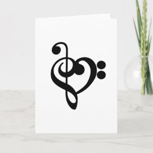 Carte Musicien Musique Cœur - Clé de Sol Clé de Fa