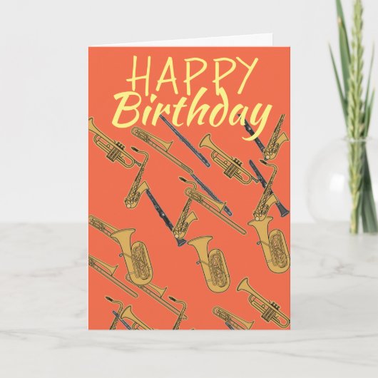 Carte Musicien trompettes et flûtes anniversaire (Devant)