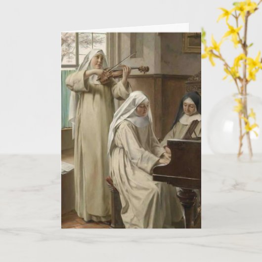 Carte Musique dans le cloître Moniales catholiques Violo (Fleur jaune)