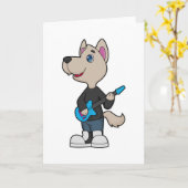 Carte Musique de guitare musicienne de chien (Fleur jaune)