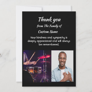 Carte Musique de sympathie remerciement batteur