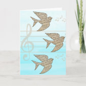 Carte Musique d'oiseau moineau Ciel Bleu (Devant)