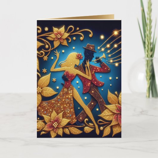 Carte Musique et danse Gold Christmas (Devant)