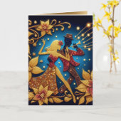 Carte Musique et danse Gold Christmas (Fleur jaune)
