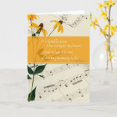 Carte Musique et fleurs d'amis (Fleur jaune)